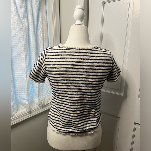 #17 GREEN ENVELOPE • NAUTICAL STRIPE • FRINGE HEM TOP - Picture 3 of 4